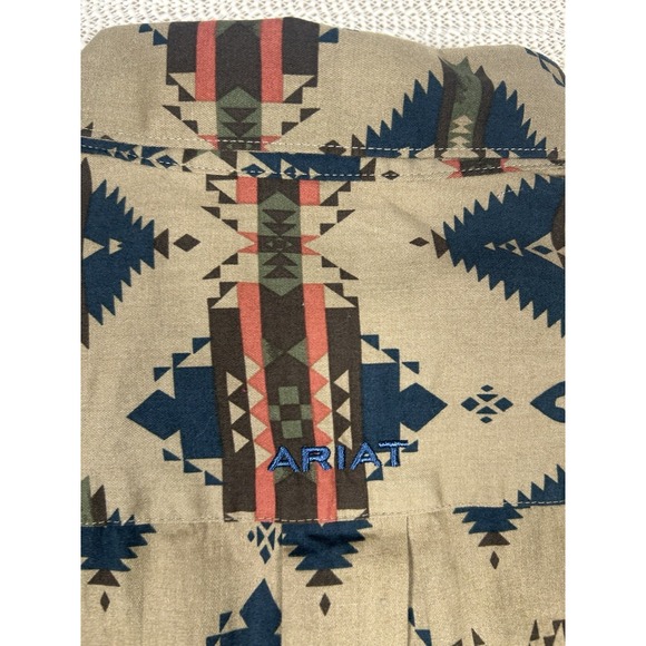 Ariat Mens Aztec Print Western Shirt Long Sleeve Button Front L/G Pearl Snap - Picture 7 of 7